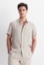 Short Sleeve Yarn-Dyed Linen Shirt