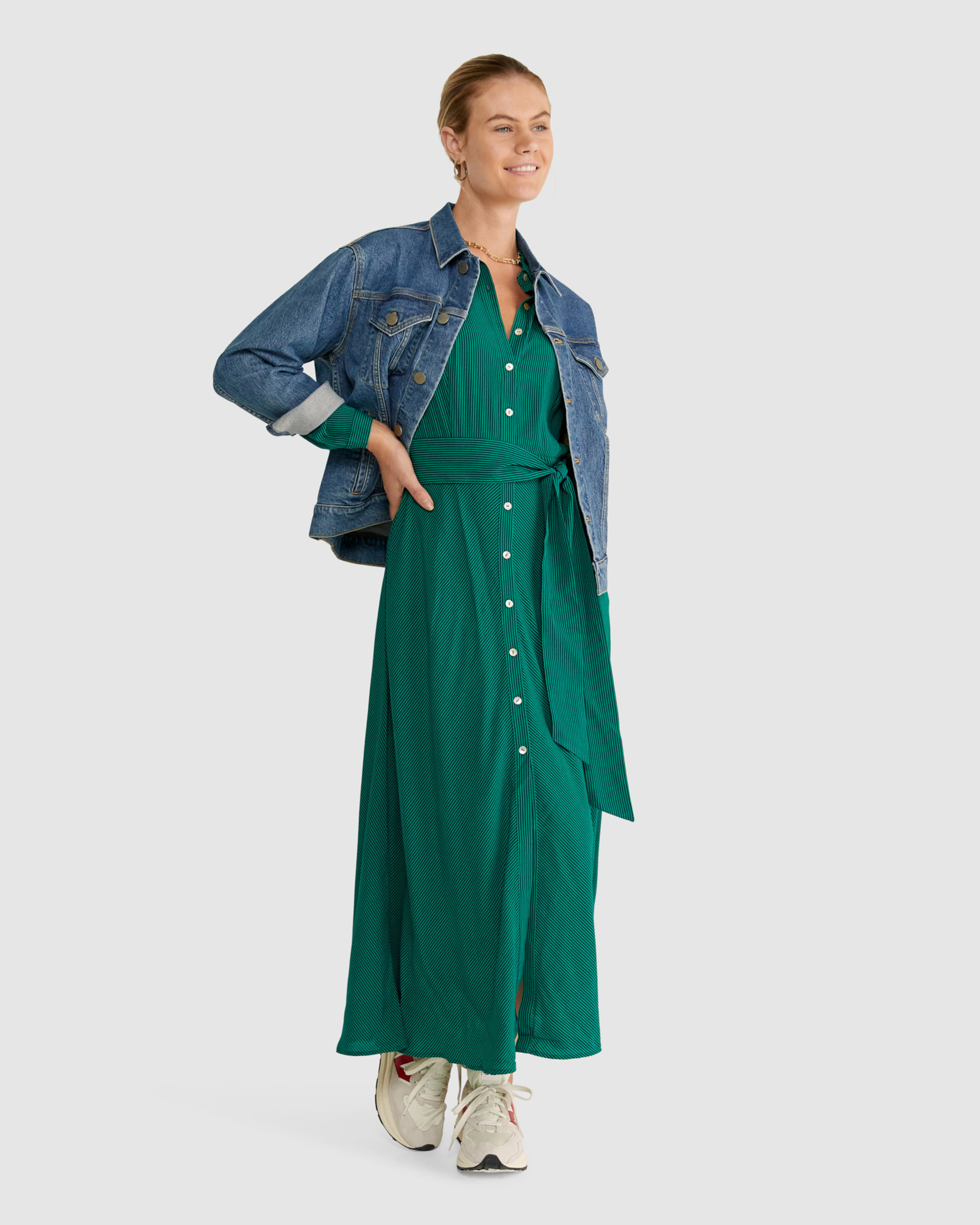 Hildi Heritage Dress in NAVY/GREEN