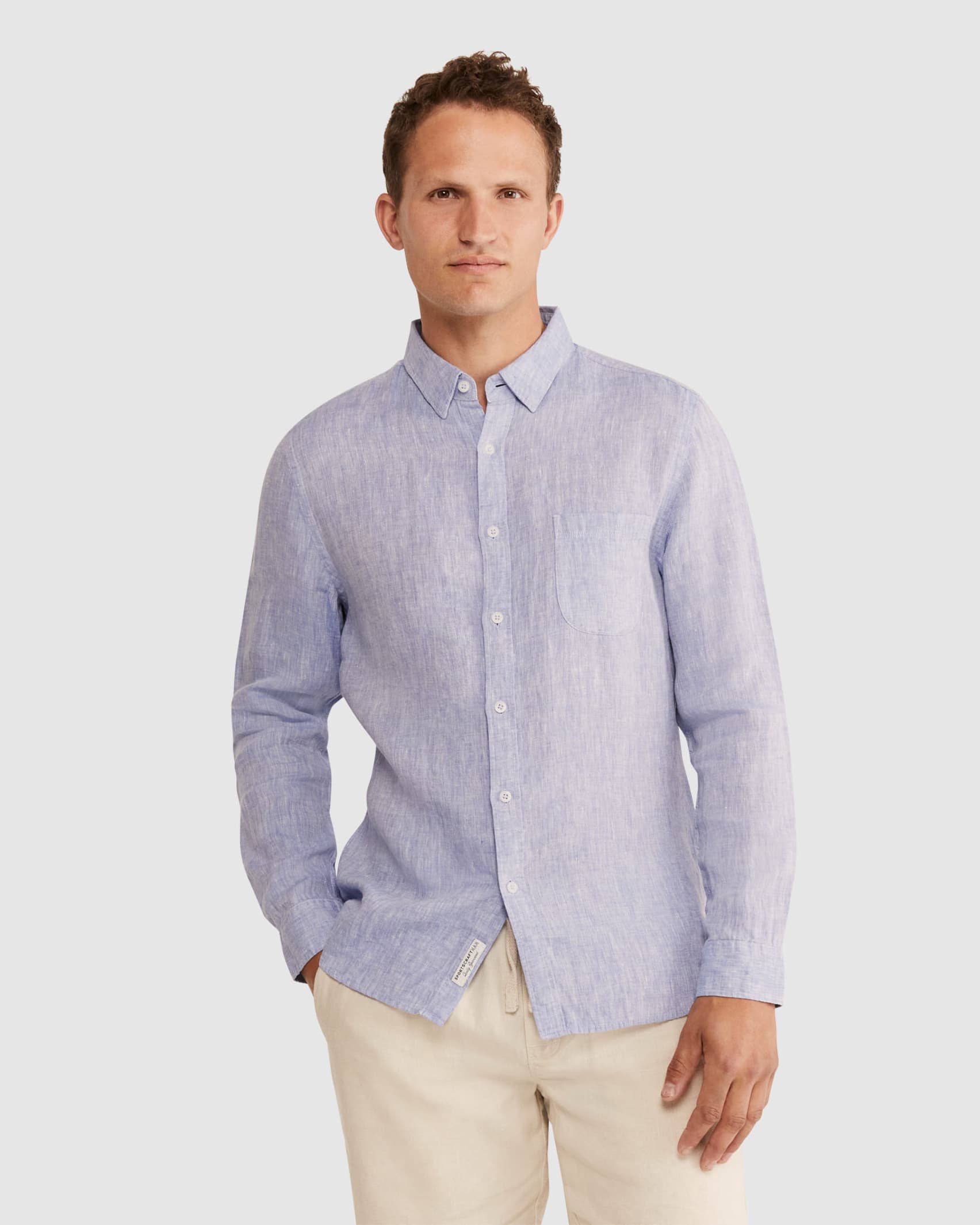 Yarn Dyed Long Sleeve Linen Shirt in CHAMBRAY