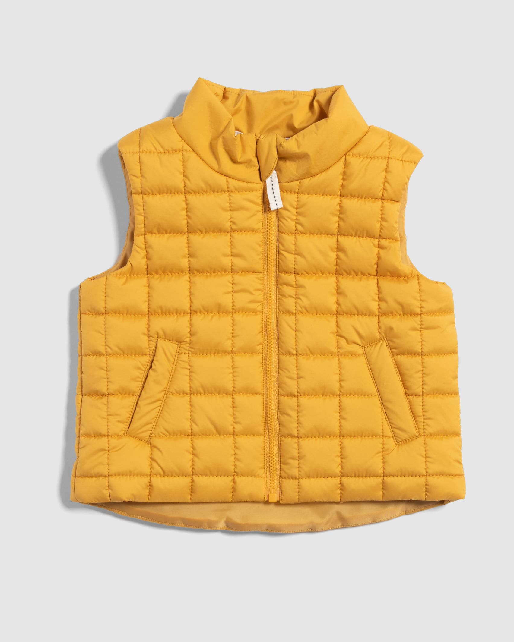 Quinn Quilted Baby Puffer Vest in MUSTARD