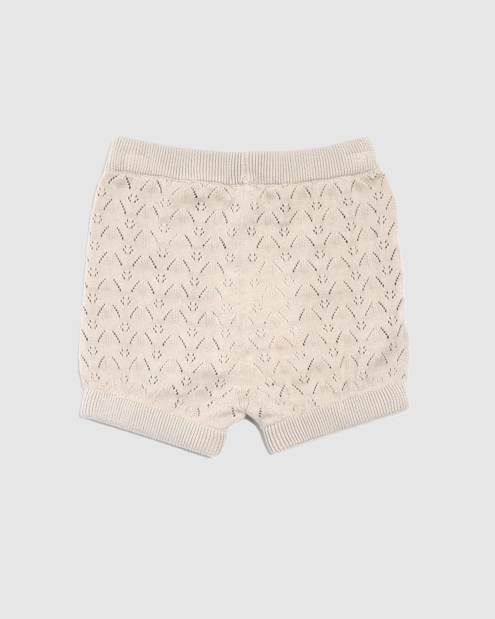 Prue Pointelle Knit Baby Short in TAUPE