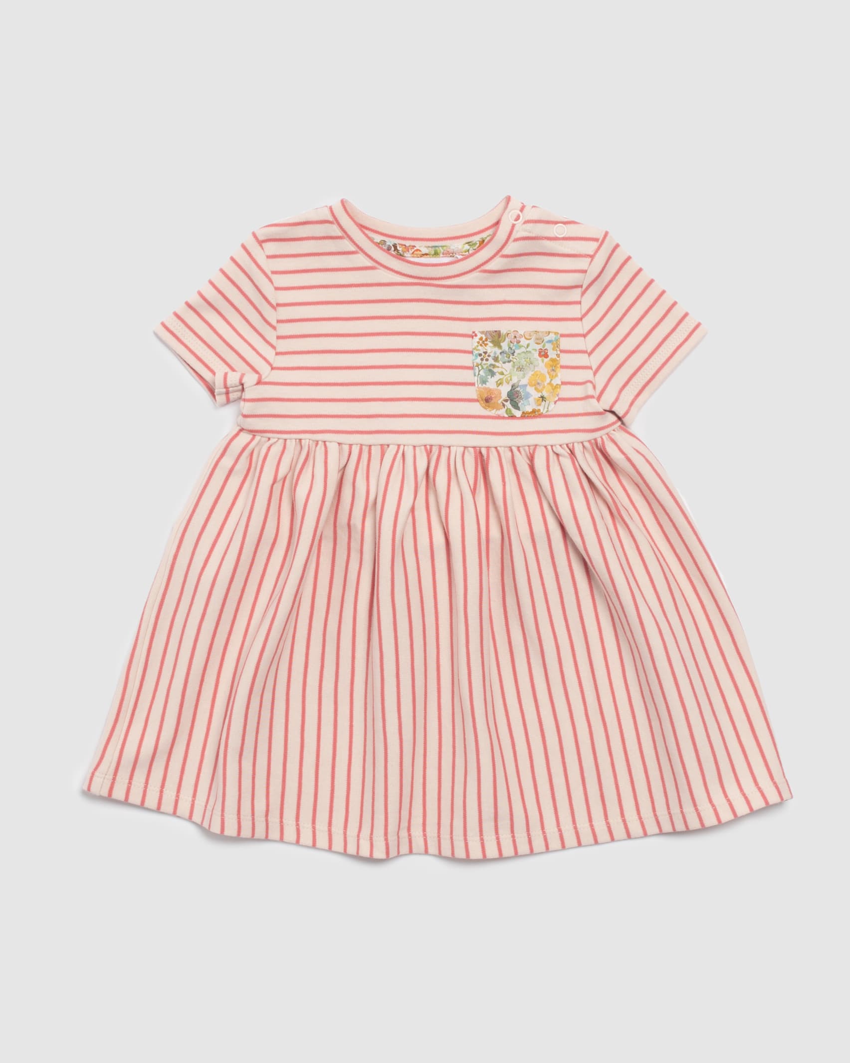 Lola Stripe Jersey Baby Dress in PINK MULTI