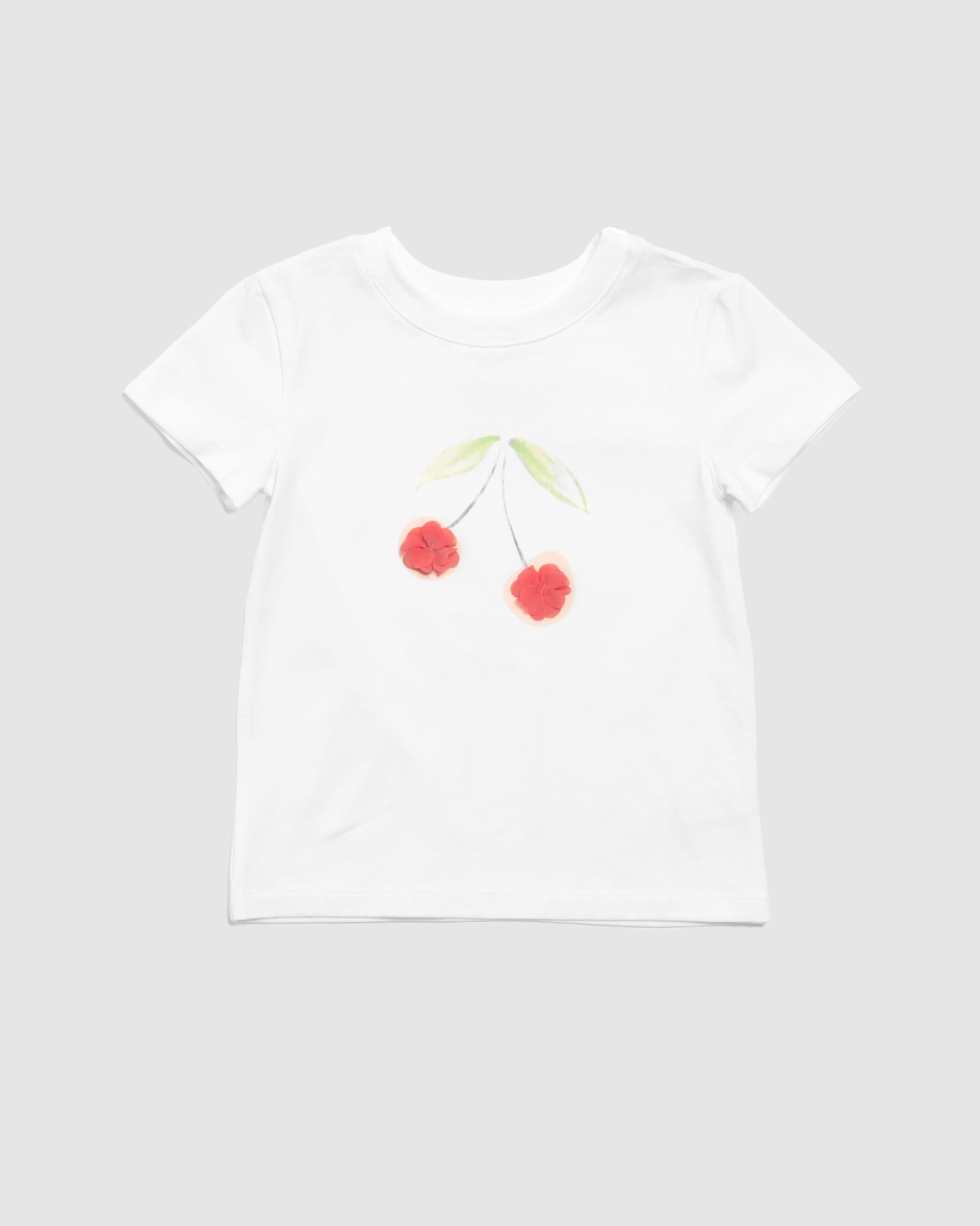 Lucy Floral Applique Tee in WHITE