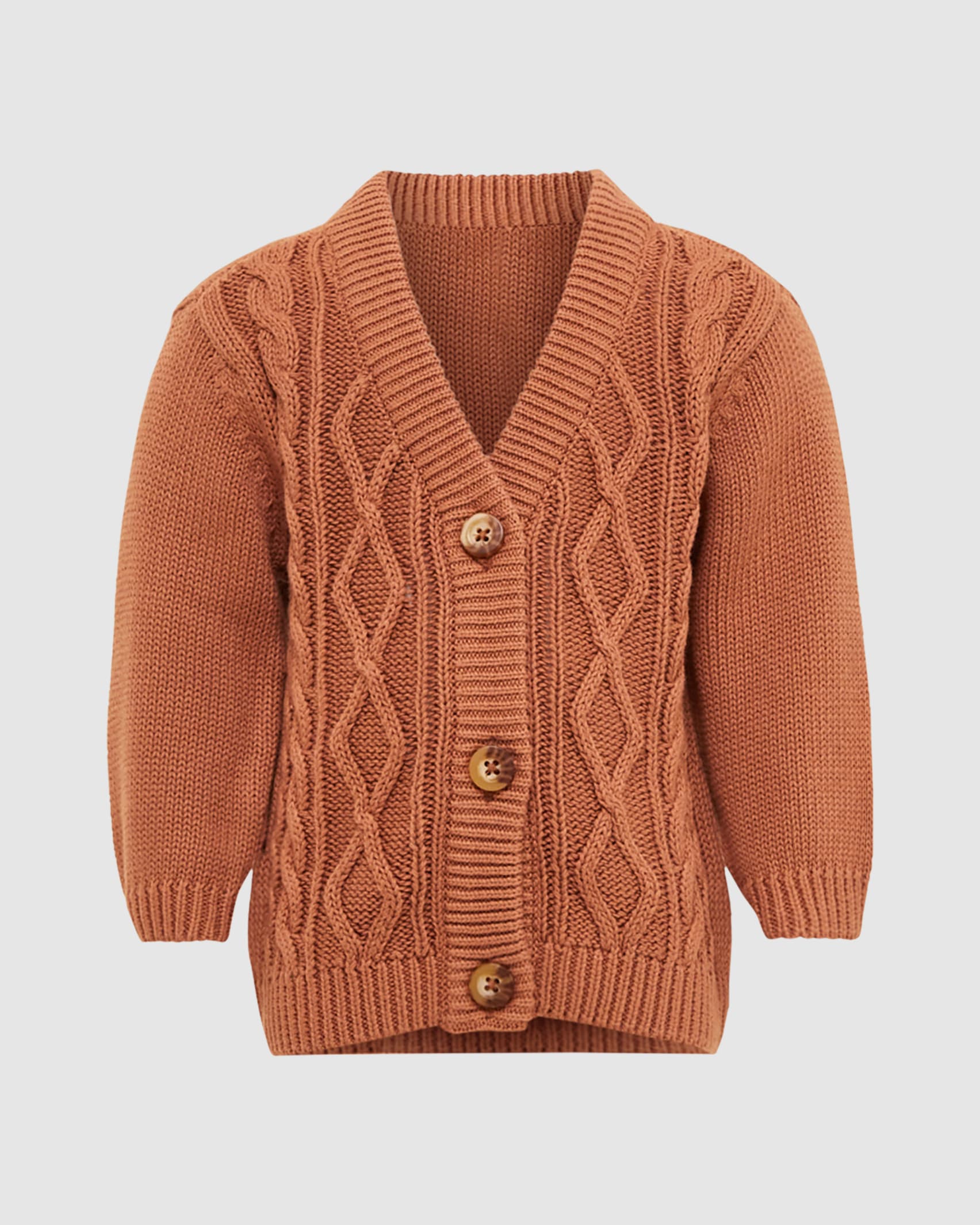 Charlie Cotton Cable Baby Cardigan in DESERT
