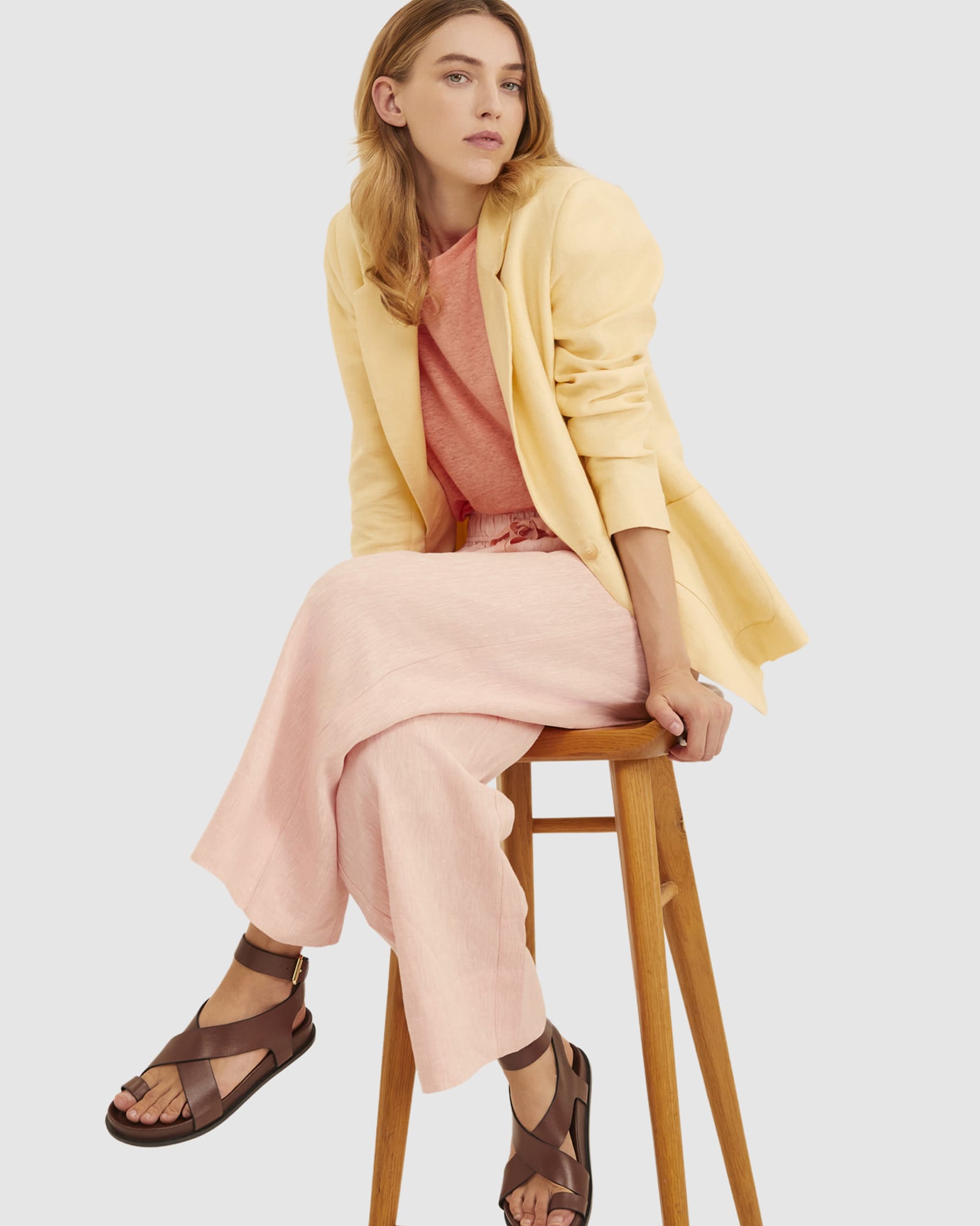 Leslie Wide Leg Pant in SHERBET