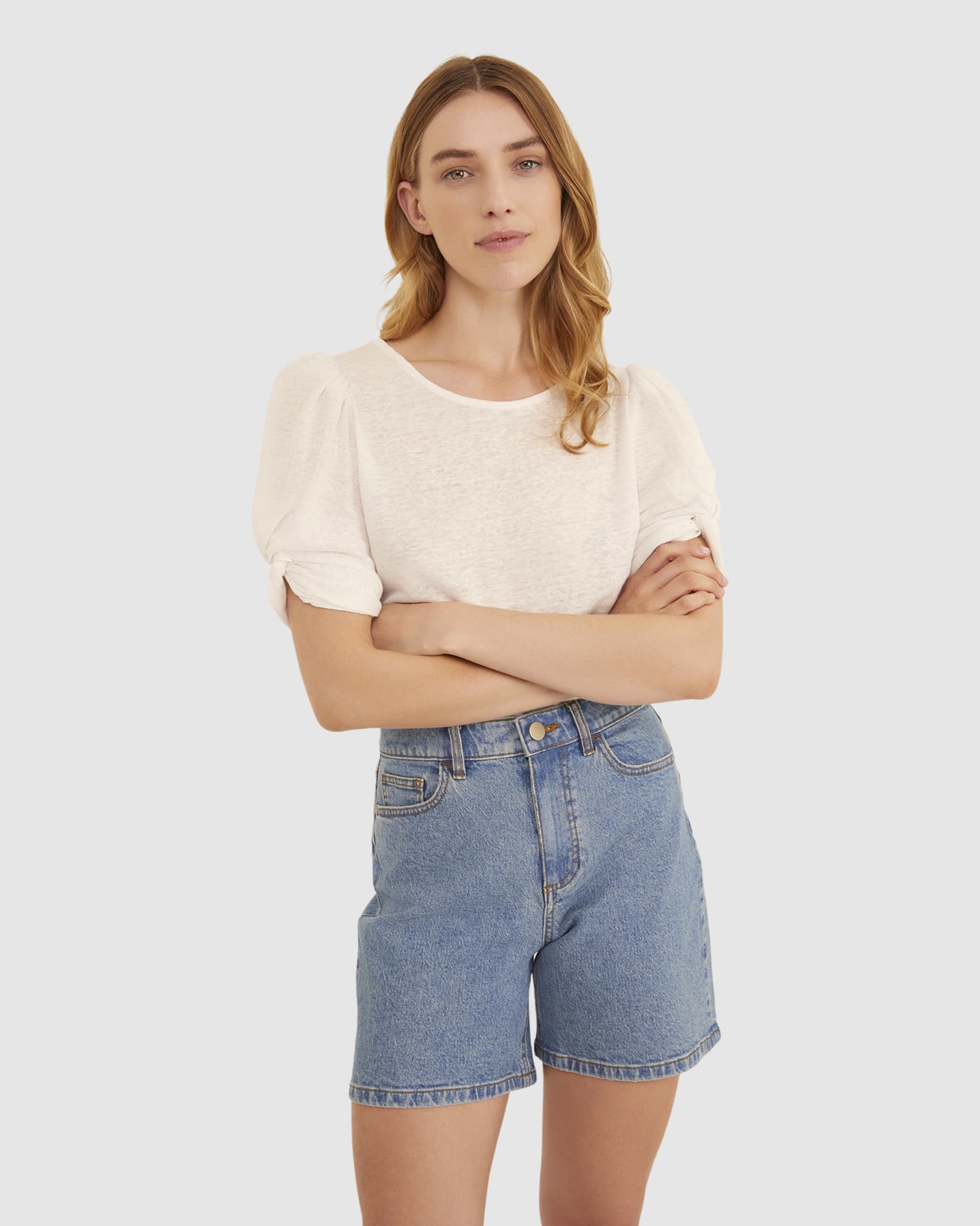 Luna Linen Tee in WHITE