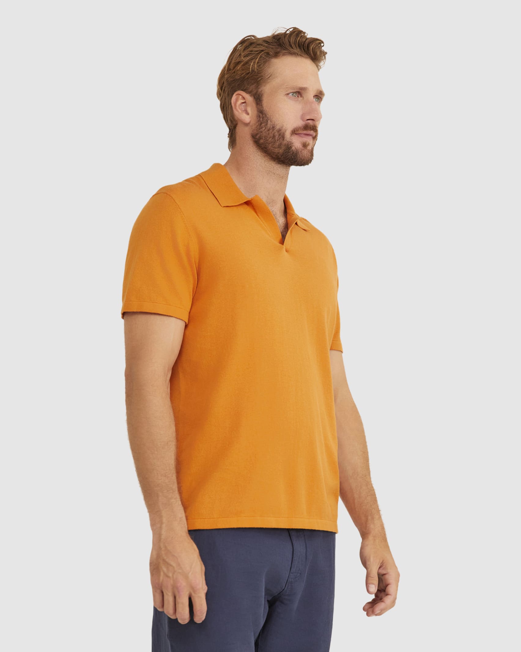 Cotton Knit Polo in MANDARIN