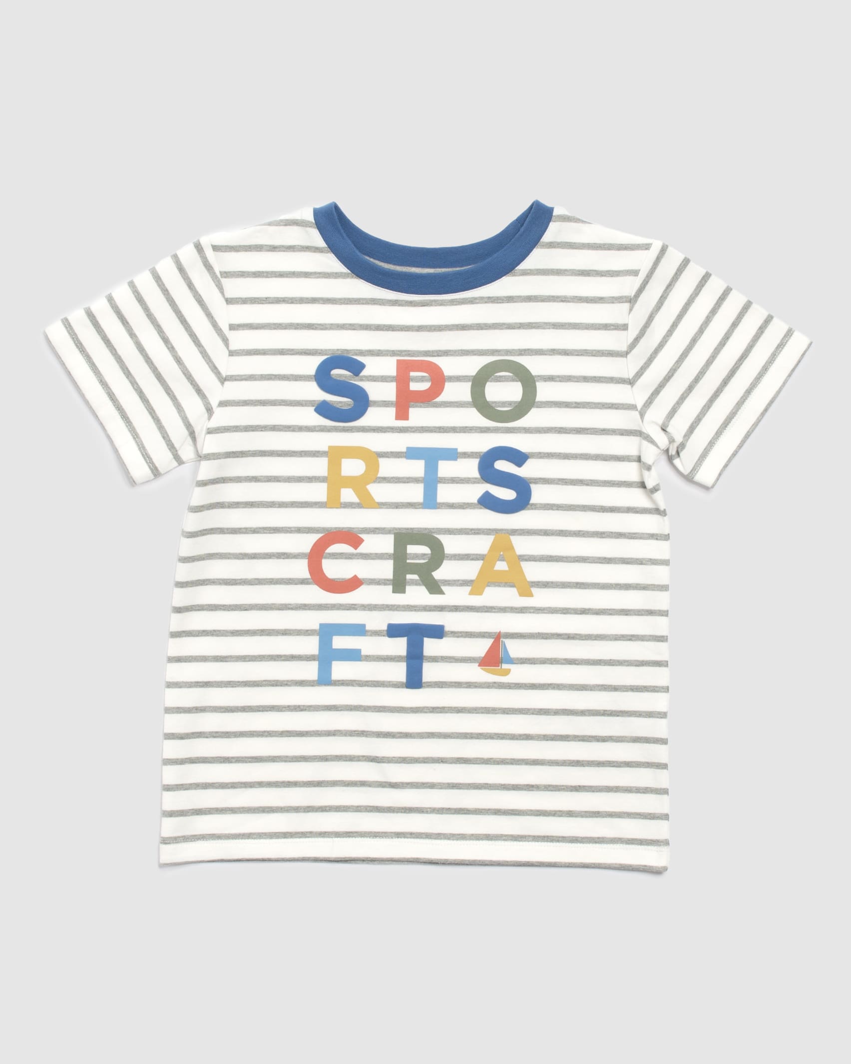 Tommy Logo Stripe Cotton Tee in GREY STRIPE