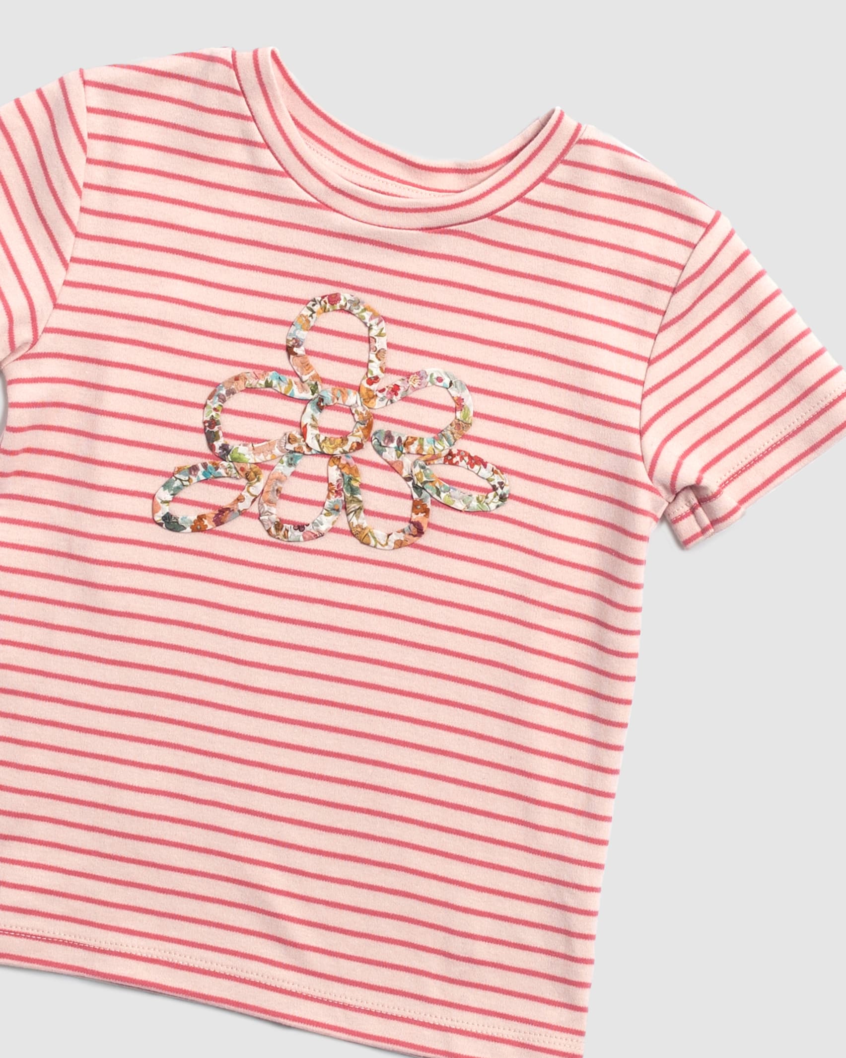 Cleo Applique Stripe Tee in PINK MULTI
