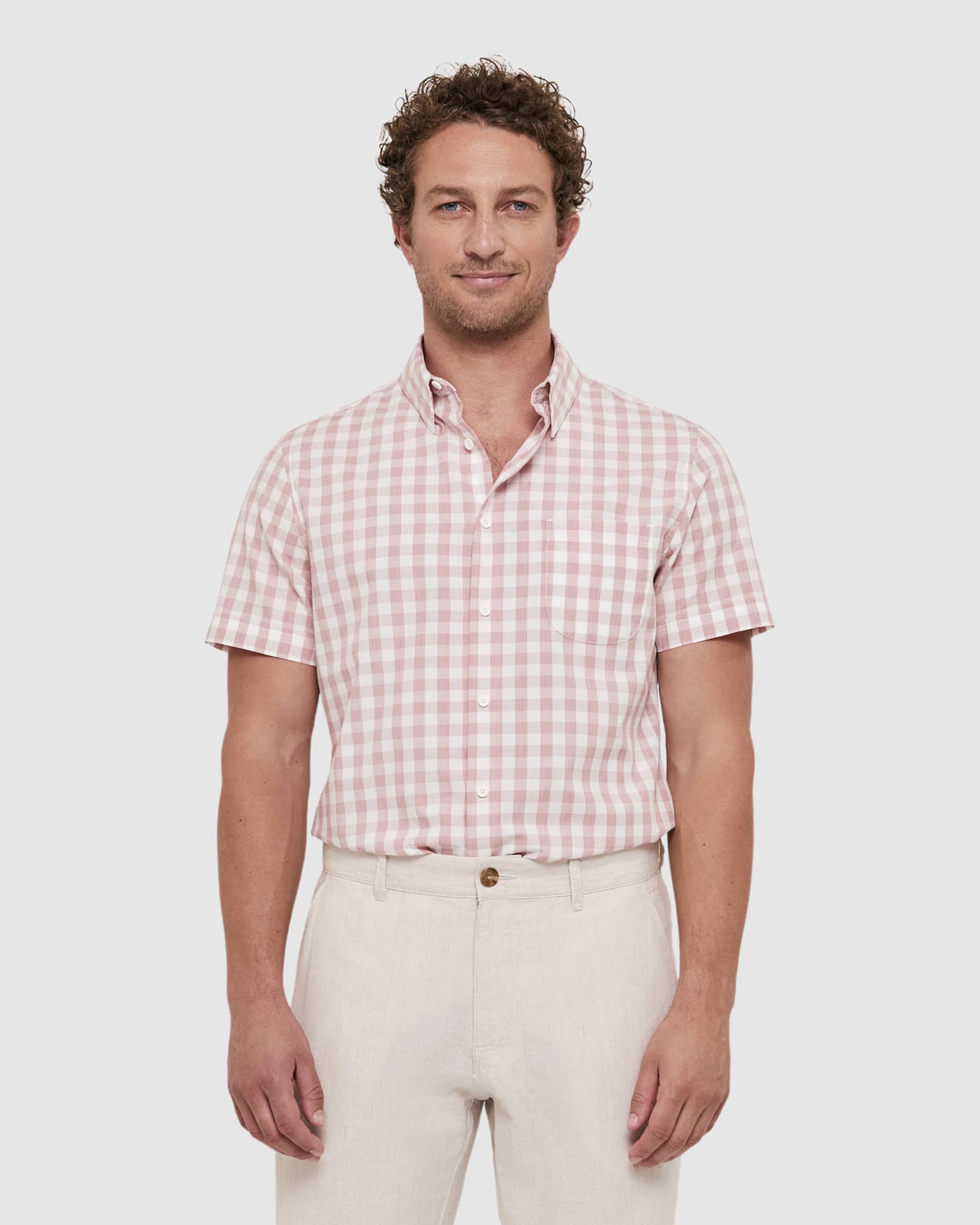 Penfield Short Sleeve Shirt in PINK/WHITE