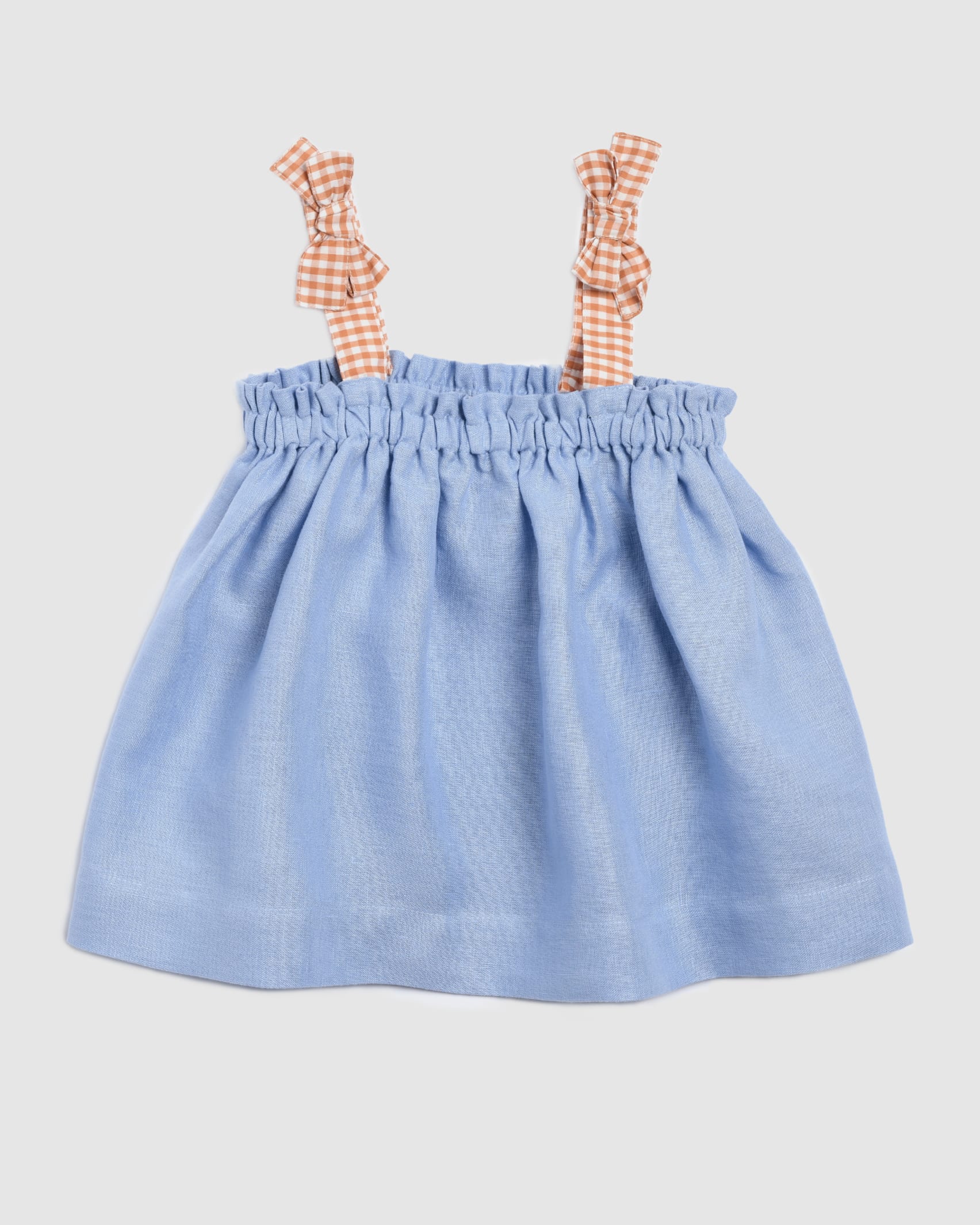 Layla Linen Top in PALE BLUE