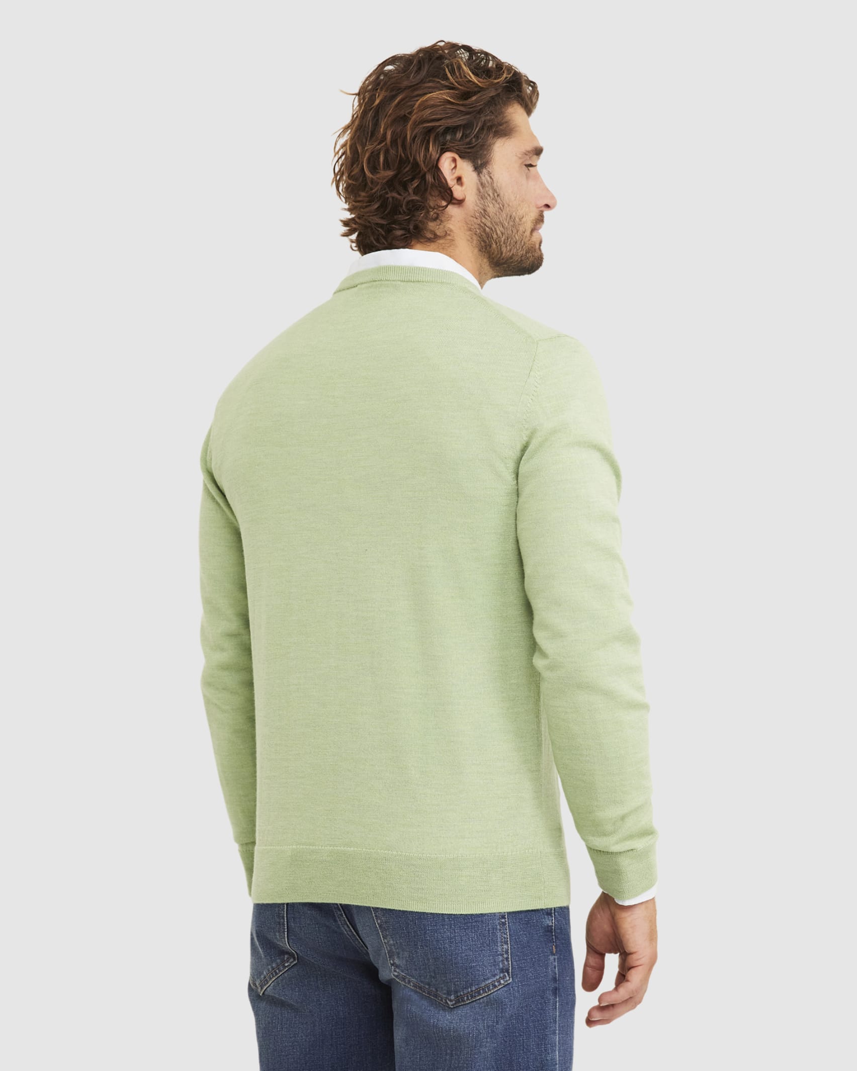 Merino Crew Neck Knit in GRASS