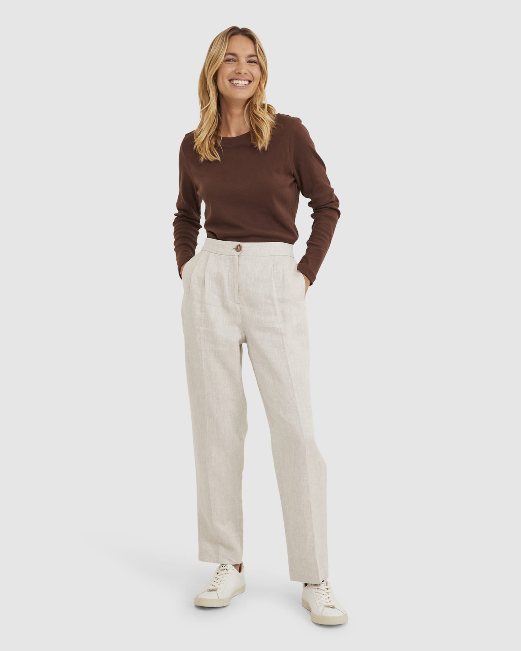 Heidi Long Sleeve Rib Tee in CHOCOLATE