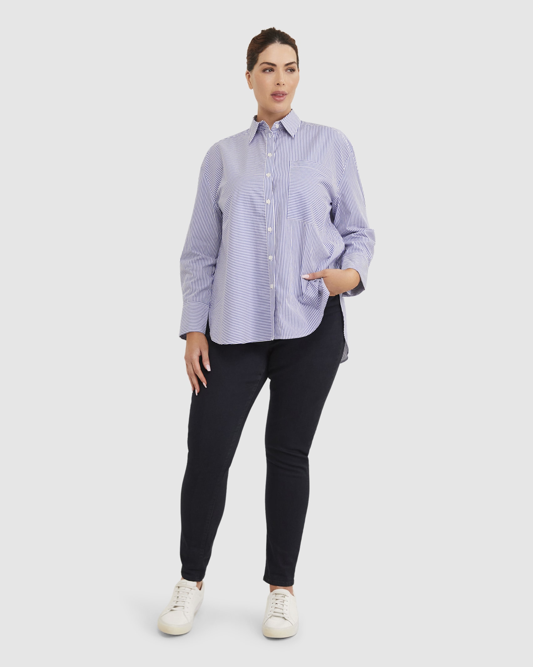Bailey Stripe Shirt in IVORY/BLUE