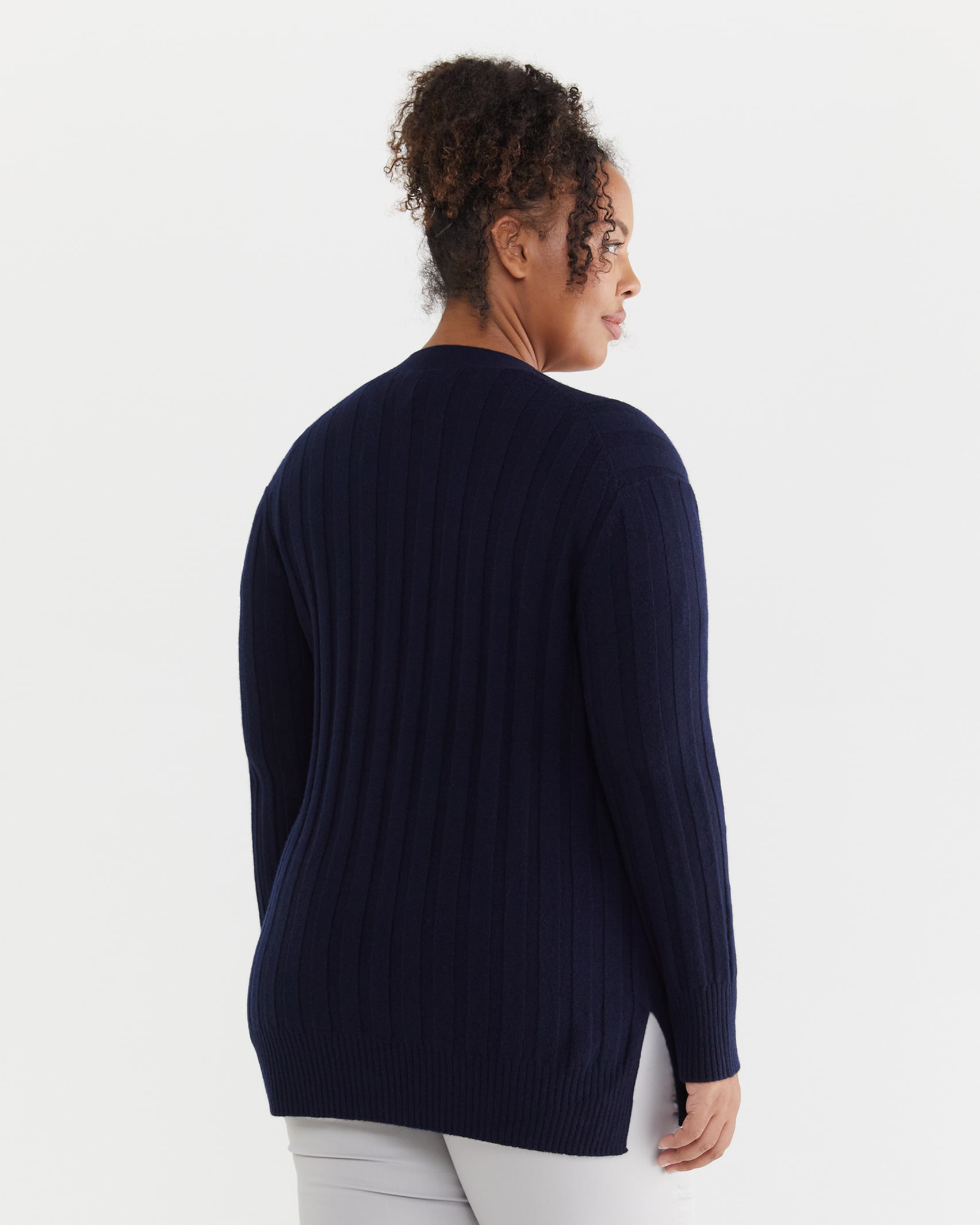 Sunshine Wide Rib Cardigan in NAVY