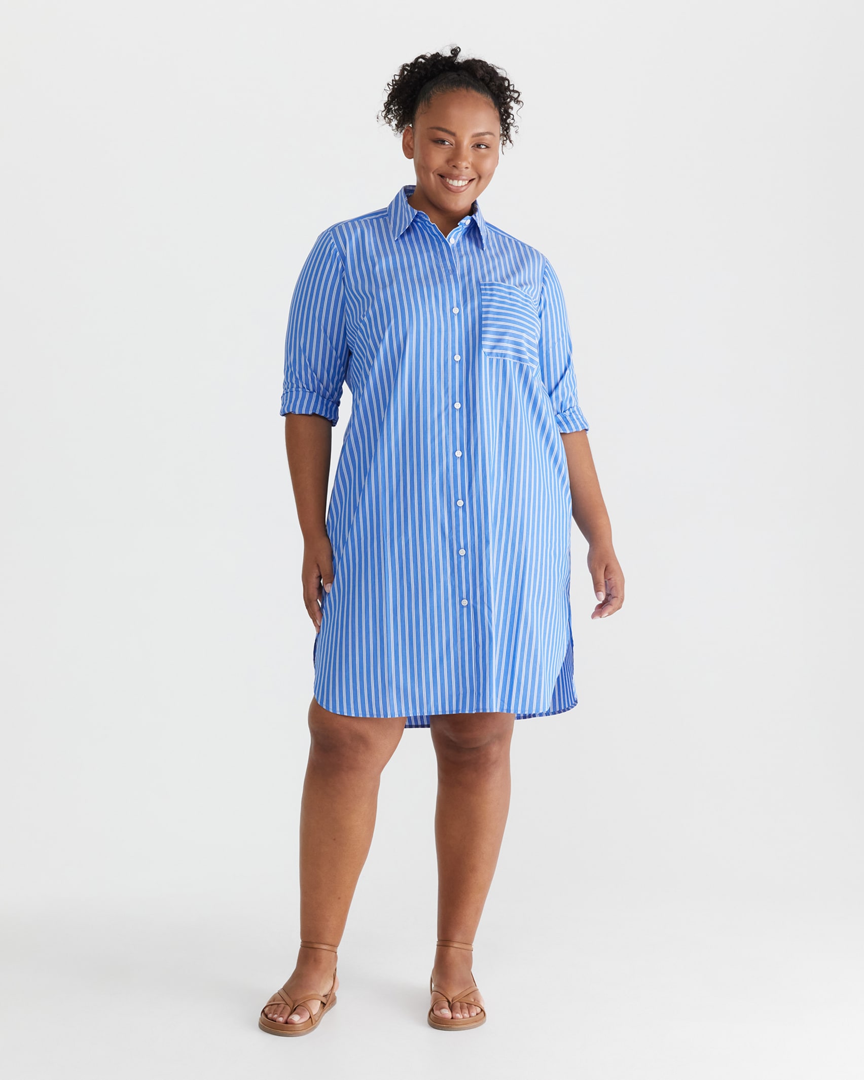 Susan Stripe Shirt Dress in BLUE/WHITE