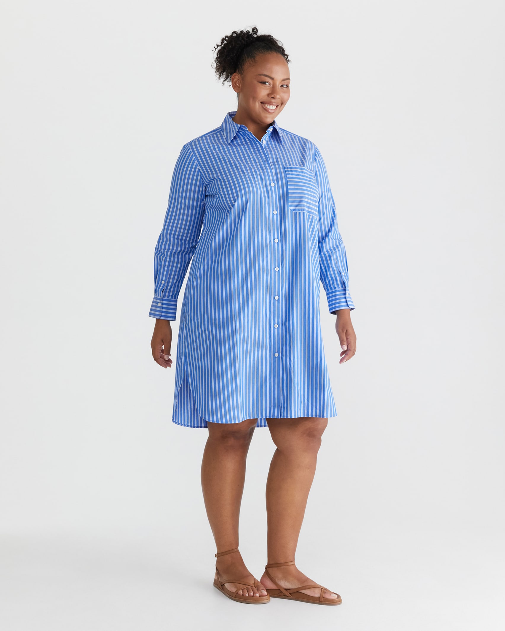 Susan Stripe Shirt Dress in BLUE/WHITE
