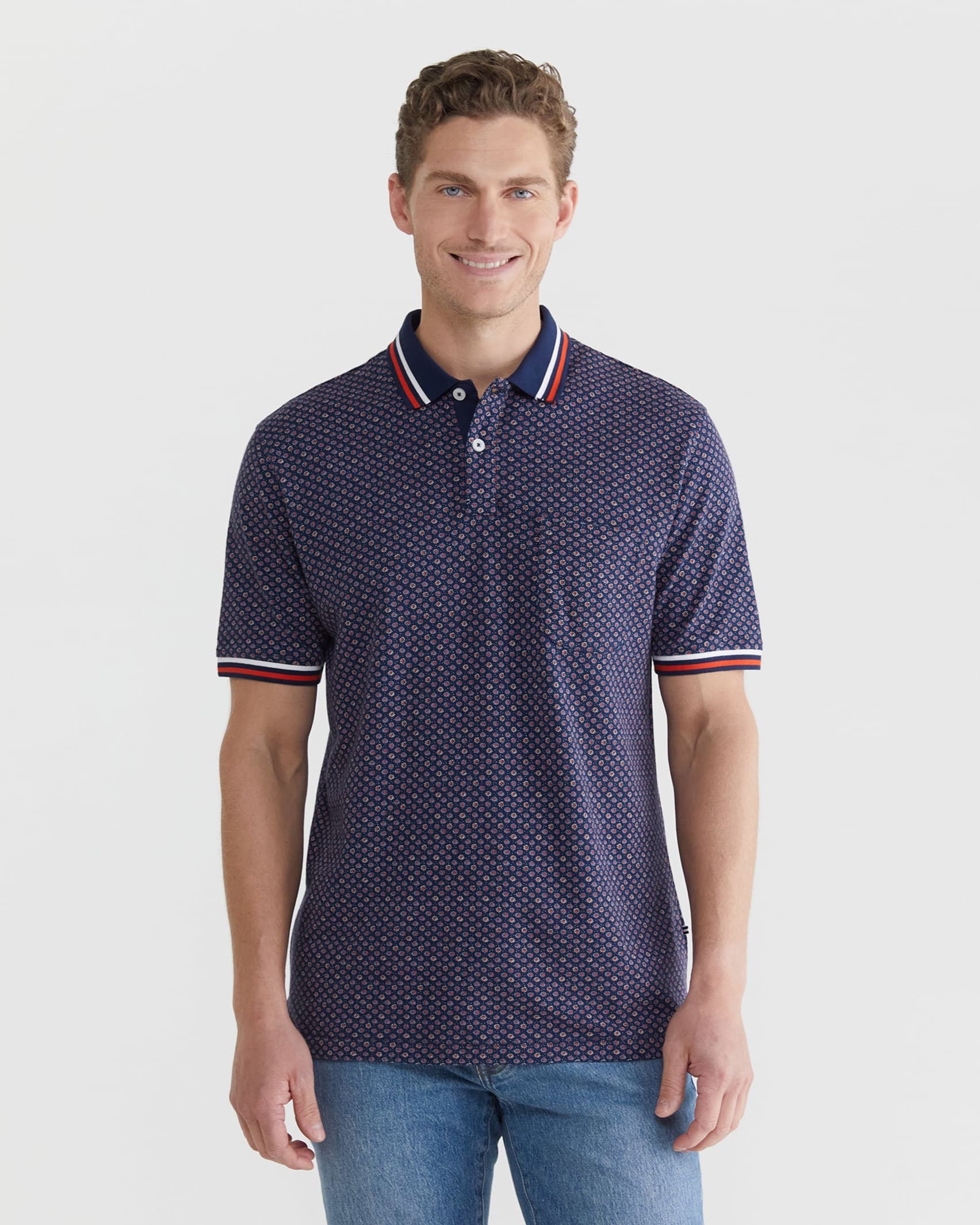 Lecce Print Polo in NAVY MULTI
