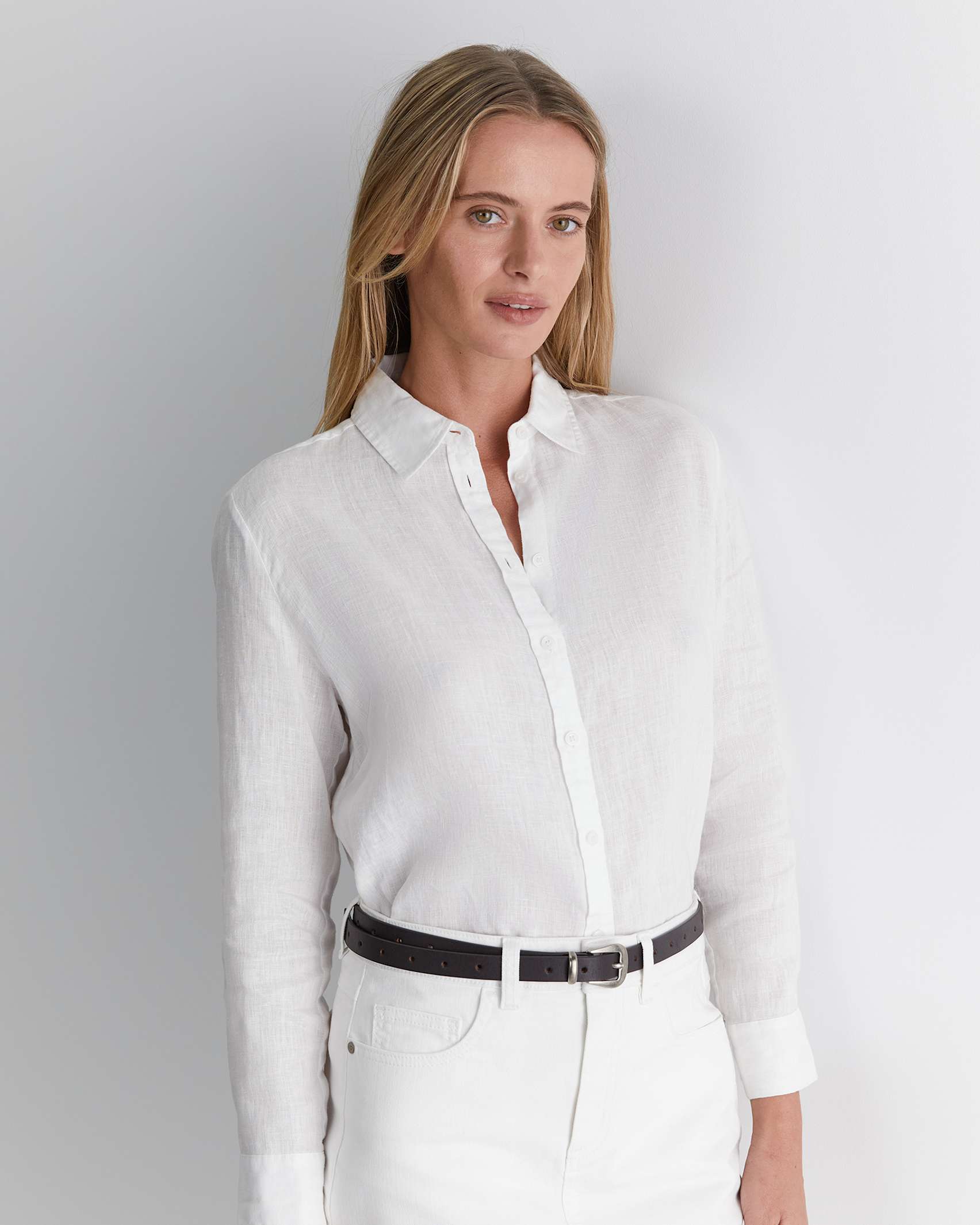 Dahlia Linen Shirt in WHITE