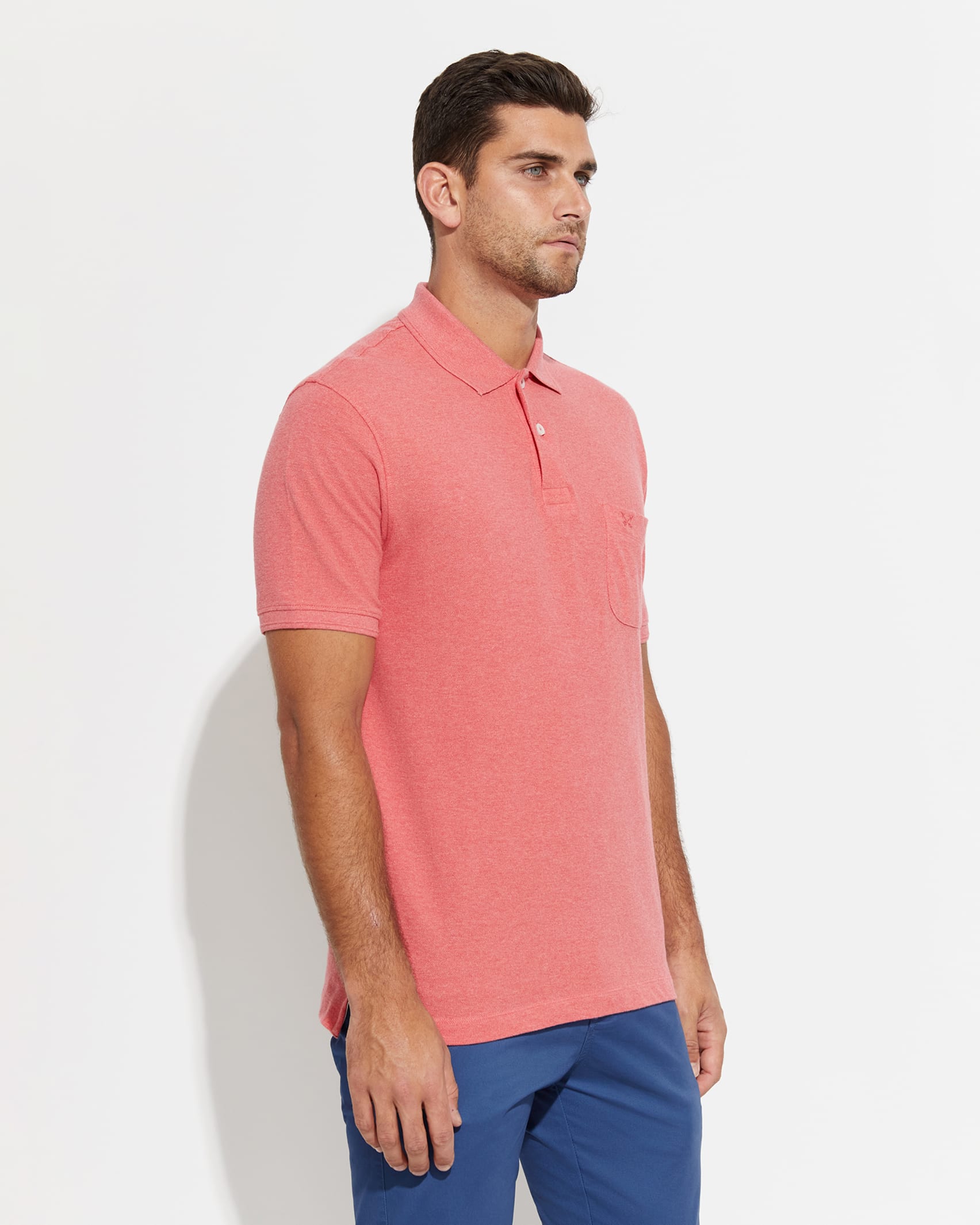 Pique Polo Melange in GRAPEFRUIT