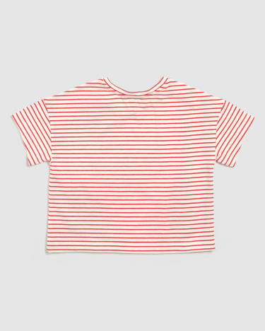 Logo Stripe Tee in WHITE/RED