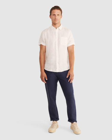 Linen Cotton Chino in NAVY