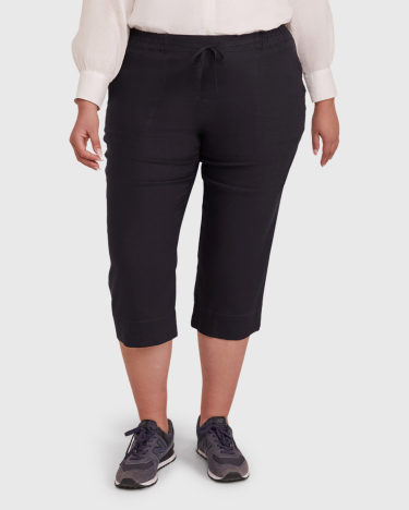 Crop Linen Pant in CLASSIC NAVY