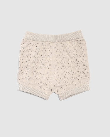 Prue Pointelle Knit Baby Short in TAUPE