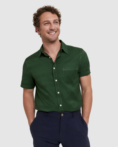 Bains Short Sleeve Shirt in DARK GREEN