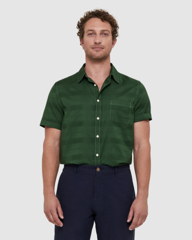 Bains Short Sleeve Shirt in DARK GREEN