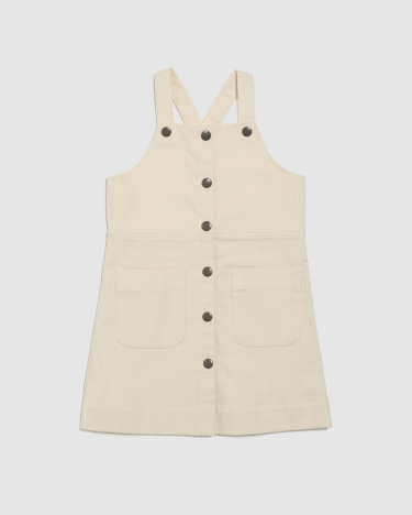Coco Cord Pinafore Dress in IVORY