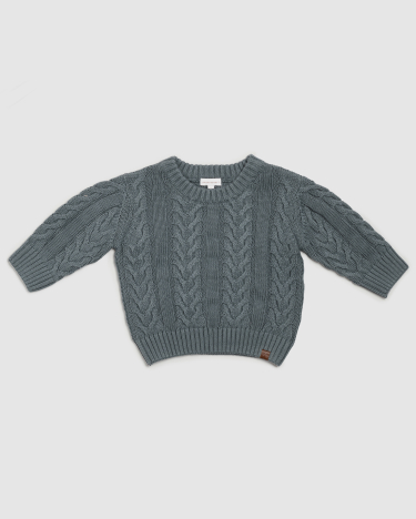 Cory Cable Cotton Knit in AGED BLUE