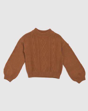 Fay Cable Cotton Knit in BROWN