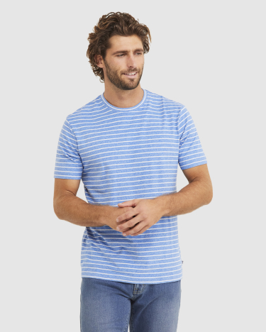 Stripe Melange Tee in BLUE