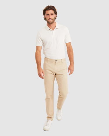 Pique Polo Melange in OATMEAL