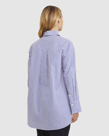 Bailey Stripe Shirt in IVORY/BLUE