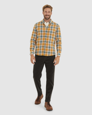 Norman Check Tapered Shirt in GOLD