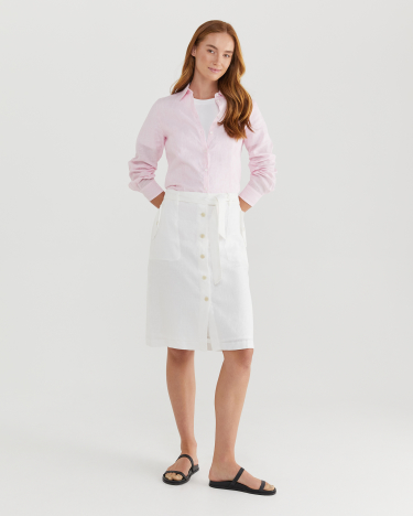Josie Linen Tie Skirt in WHITE
