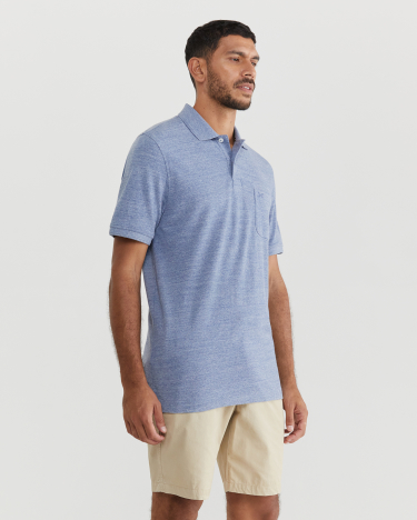 Pique Polo Melange in BLUE MELANGE