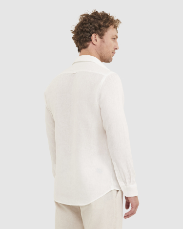 Linen Long Sleeve Shirt in WHITE