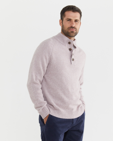 Drysdale Quarter Button Knit in HEATHER