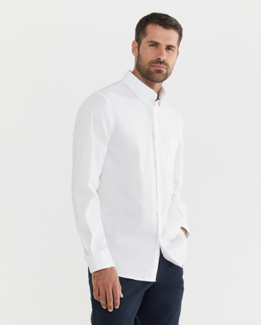 Stretch Poplin Tapered Shirt in WHITE