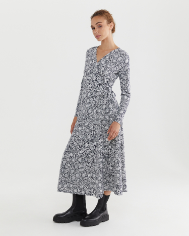 Malin Wrap Dress in NAVY MULTI