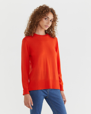 Merino Wool Long Sleeve Knit in BLOOD ORANGE
