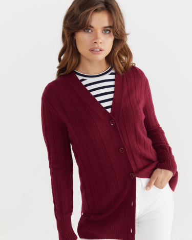 Sunshine Wide Rib Cardigan in PLUM