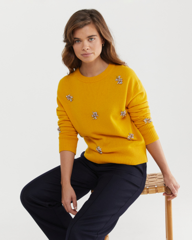 Sunshine Embellished Sweater in HONEY GOLD