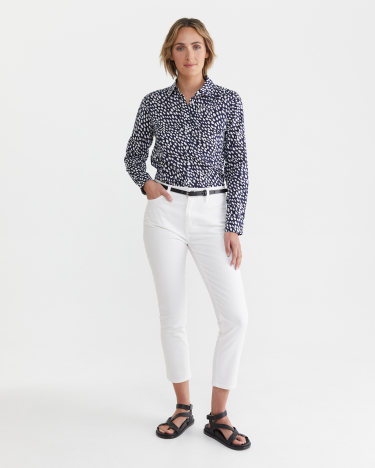 Dashed Lily Voile Shirt in NAVY/WHITE