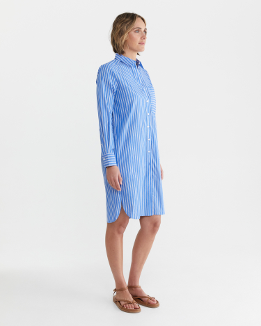 Susan Stripe Shirt Dress in BLUE/WHITE