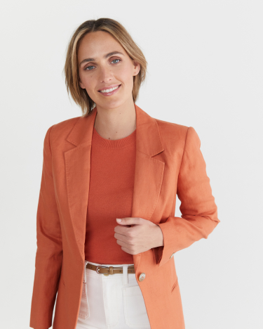 Adelyn Linen Blazer in TERRACOTTA