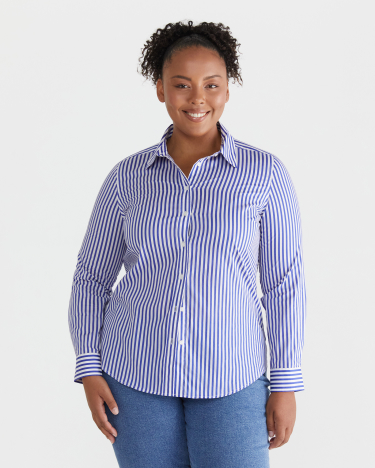 Stripe Lily Voile Shirt in BLUE/WHITE